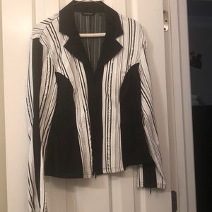 Samuel Dong B & W waist length zipper jacket